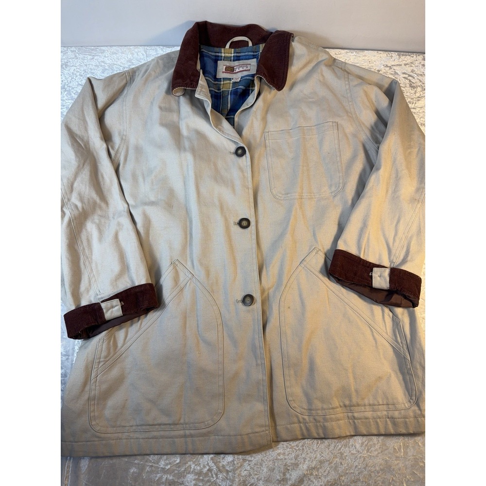 Vintage Faded Glory Womens XL Barn Jacket Plaid Lined Corduroy Collar Y2K